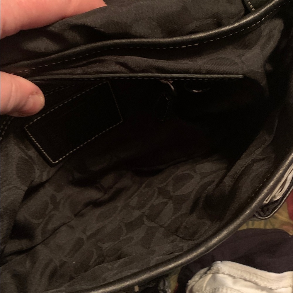 Coach Black Leather Shoulder Bag with Silver Accents - Picture 7 of 9